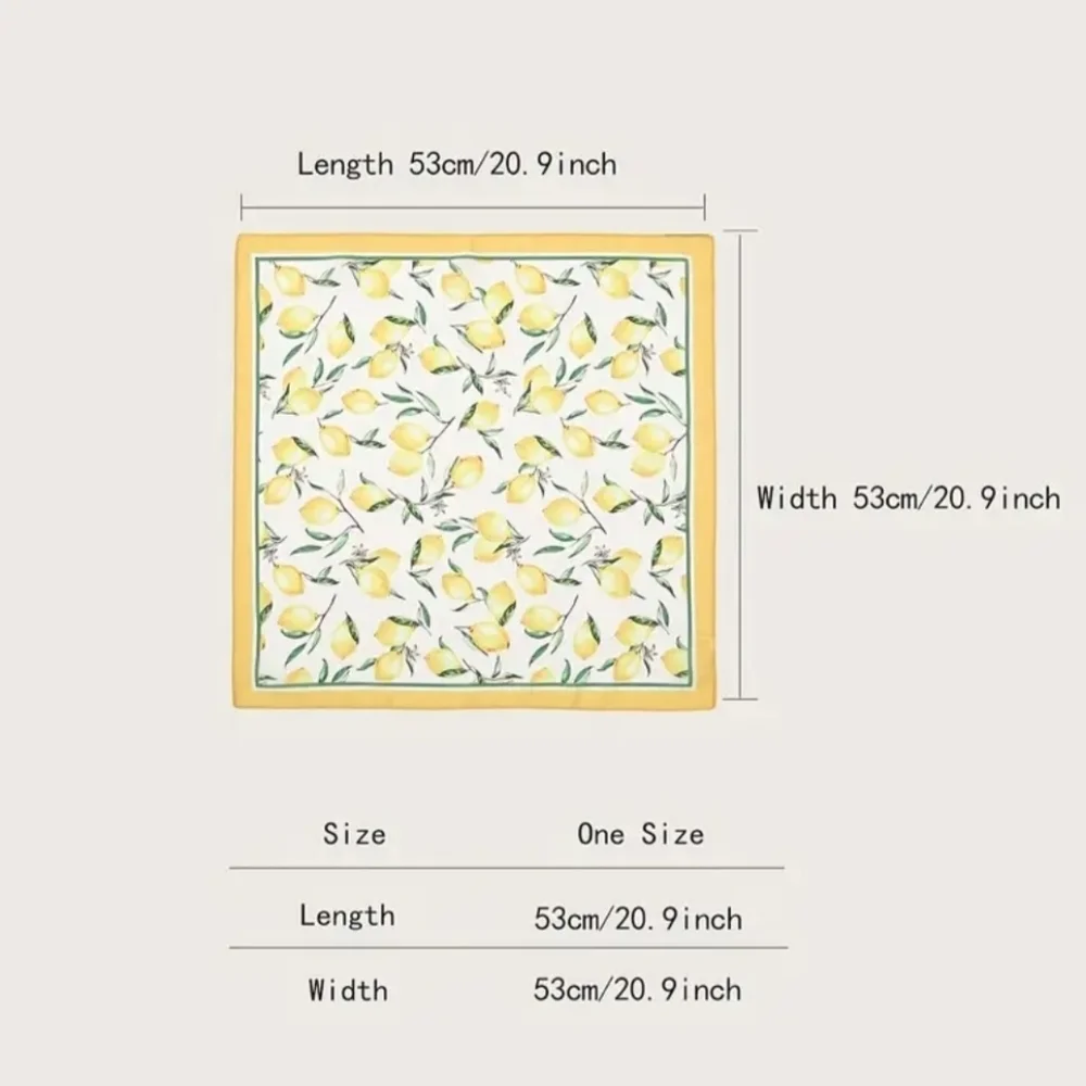 New! Chic Yellow Lemon Print Scarf – Lightweight & Stylish Square Wrap
